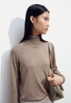 Polo-neck Jumper - Beige Marl