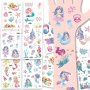 12 Sheets Glitter Mermaid Temporary Tattoo Stickers For Cartoon Waterproof Fake Mermaid Fairy Ocean Tattoo Stickers Ideal For Birthday Party Supplies Seaside Beach Mermaid