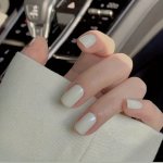 24PCS Ice Cream White Press-on Nails Set - Glossy Short Square Fake Nails With Jelly Adhesive & Nail File Perfect For Everyday E