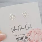 Milah 925 Sterling Silver Flower Crystal Ear Studs Size: 11MM