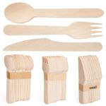 200 Piece Disposable Natural Wooden Cutlery Set Knife Fork And Spoon