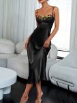 Embroidered Spaghetti Strap Dress Elegant Sleeveless Cami Dress For Spring & Summer Women's Clothing