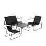 Modern 4-PIECE Outdoor Patio Lounge Set - Metal Frame Black/grey
