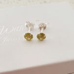 Jenna-lee 925 Sterling Silver Birthstone Jan-dec Cz Earrings Size: 6MM - November Cz Yellow