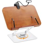Book Stand For Reading With 360 Rotating Base Adjustable Book Holder Cookbook Stand For Desk With Book Light Foldable Desktop St