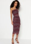 Printed Tulle Fitted High Waist - Burgundy