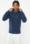 Mens Embroidered Polar Fleece Sweater Pull Over Hoodie - Navy