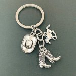 Vintage Western Cowboy Keychain - Alloy Boot Hat & Horseshoe Charm For Bags & Backpacks - Perfect Holiday Gift