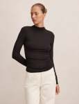Josette Mock Neck Long Sleeve Top - XL Black