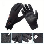 1 Pair Of Women's men's Gloves Touch Screen Winter Riding Outdoor Sports Anti-slip Warm Skiing Mountaineering Zipper Men's Motor