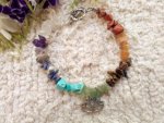 Chakra Chip Stone Bracelet With Lotus Flower