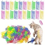 20 Pcs Cat Spring Toy Cat Spiral Toys Interactive For Indoor Colorful Cats Plastic Springs Coil For Kitten Hunting Swatting Biti