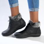 Yuina Fur Collar Ankle Boot - Black - 9