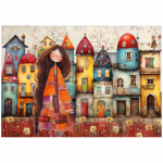 Deco Print Whimsical Girl 1