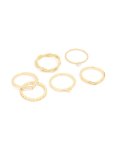 Goldair Gold Plated Diamante Twisted V Rings 6-PACK - M l