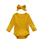 Mustard Polka Romper With Matching Headband