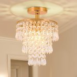 1PC Modern MINI Crystal Chandelier Pendant Luxurious Dining Bedroom Living Ceiling Fixture Semi-flush Mount E26 E27 Base Accesso