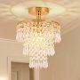 1PC Modern MINI Crystal Chandelier Pendant Luxurious Dining Bedroom Living Ceiling Fixture Semi-flush Mount E26/E27 Base Accessory Bulb Not Included - Installation Hardware Included