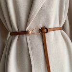 No-hole Knotted Belt Vintage Pu Leather Waistband Solid Color Vintage Decorative Belts Thin Dress Girdle For Women