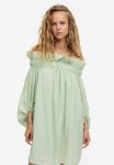 Oversized Off-the-shoulder Dress - Light Green
