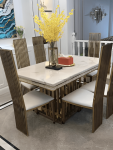 Luxury Magtme Countertop Dining Table With 6 Leather Chairs