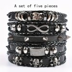 Men's Punk Skull Spike Bracelet Set - Edgy And Exaggerated Design