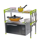 Ashcomonline Adjustable 2 Layer Microwave Storage Rack Aluminium Utensil Kitchen Rack