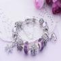 Charming Purple And Silver Bracelet With Princess-themed Charms - Charm Bracelet 21CM