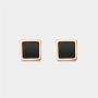 Icom Stainless Steel 2-TONE Square Stud Earrings