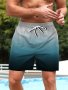 Men's Gradient Color Board Shorts With Drawstring And Pockets Casual And Trendy Shorts For Summer Leisurewear And Beach Vacation Resorts