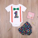 Dino First Birthday Bloomer And Romper Set 12-18M Green Bowtie