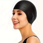 1PC Silicone Plus Ear Protection Swimming Cap Adult Men's And Women's Waterproof Comfortable Non-slip Swimming Cap Suitable For Long Hair