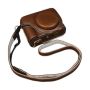 Leather Camera Bag For Canon Powershot V1 With Shoulder Strap