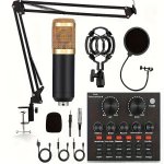 Podcast Equipment Bundle With BM800 Podcast Microphone And V8 Sound Card Voice Changer - Audio Interface -perfect For Recording