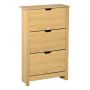 Wooden Three-layer Flip-top Shoe Cabinet-adjustable Inner SHELVES-102CMH