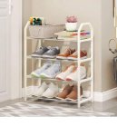 Four-tier Shoe Rack Metal Plastic Shoe Rack White 4 Shelves