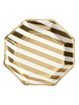 Goldair Gold And White Striped Paper Plates - None Gold