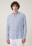 Cotton On Linen Long Sleeve Shirt - East Coast Blue Stripe