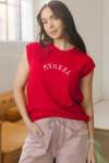 Fiery Red Yeehaw Embroidered Letter Loose Short Sleeve Sweater - Fiery Red XL UK14-16 SA38-40