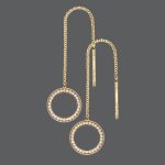 Gold Diamond Circle Thread Earrings