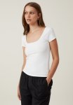 Cotton On Emily Double Scoop Short Sleeve - Natural White