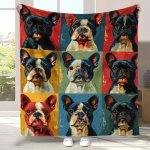 French Bulldog Pattern Flannel Blanket FBFB3
