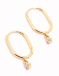 Goldair Gold Plated Surgical Steel Cubic Zirconia Rectangle Sleeper Earrings