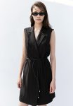 Tie-belt Blazer Dress - Black