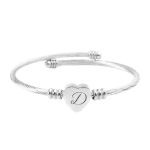 1PC Letter D Heart Engraved Stainless Steel Open Bracelet For Women