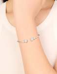 Silver Cubic Zirconia Circle Hinged Bangle