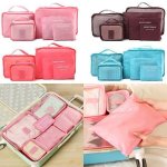 Six-piece Travel Luggage Organiser Set – Various Colours Pink Green Purple