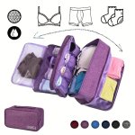 1PC Polyester Travel Underwear Organizer Bag - Portable Zippered Bra And Sock Storage Pouch Space-saving Packing Cube For Suitca