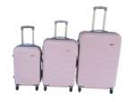 Smte Light Pink Abs 3-PIECE Luggage Set With Spinner Wheels And Lock Durable With Keychain
