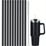 10PCS Black Replacement Straws Compatible Stanley 30OZ 40OZ Tumbler 30.48CM Reusable Straw For Stanley Cup Long Straws With Clea